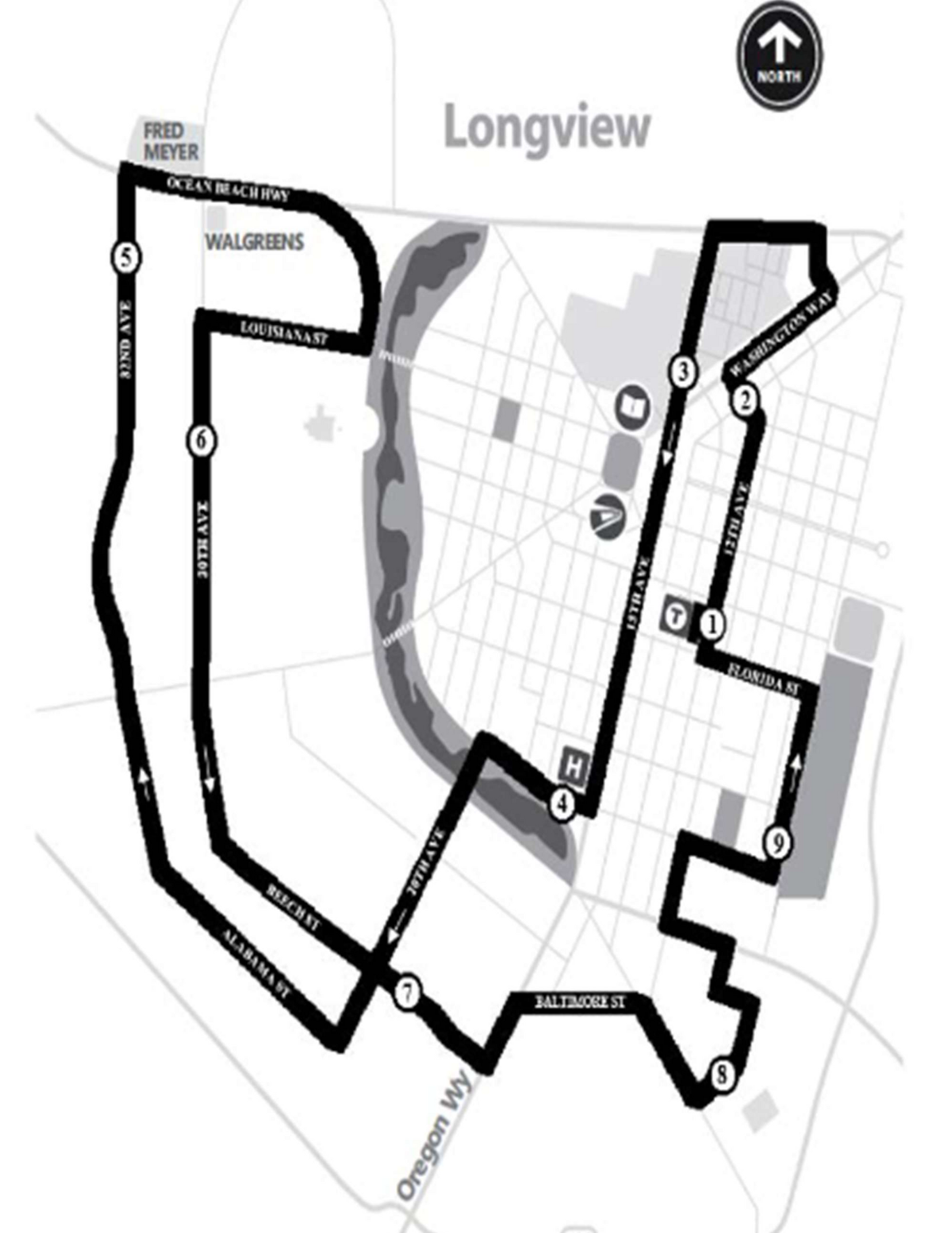 Map of Route 30 showing time point locations
