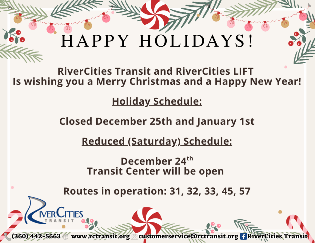 Holiday Schedule for December 24, 25, 2025, and January 1st, 2026 ...